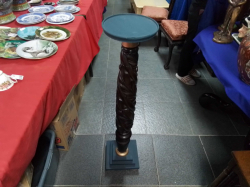 Wooden Plant Stand with Carved Column.W.23 H.102 Cm.