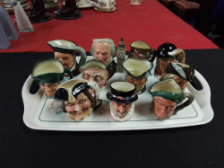 11 Small Character Jugs on Tray.