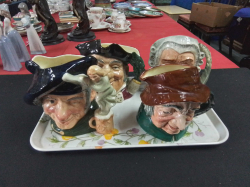 Tray of 4 Large Royal Doulton Character Jugs