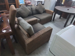 2 Rattan Chairs (2 Seater D.88 H.70 L.205 Cm. and 1 seater D.88 H.70 L.84 Cm.)