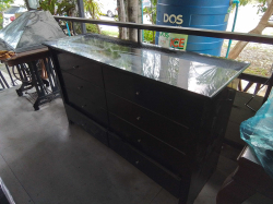 A Marble Topped Side Cabinet 6 Drawer (need attention) D.49 L.147 H.86 Cm.
