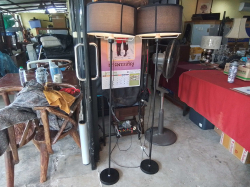 2 Tall Black Modern Lamps.(1 no bulb) W.58 H.158 Cm.