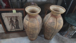 A Pair of Pottery Tall Vase. W.30 H.66 Cm.