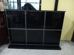 Black and White Hi-Gloss Cabinet with top granite. W.184 D.54 H.129 Cm.