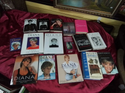 Box of 2 Antique Books and 14 Princess of Diana Books