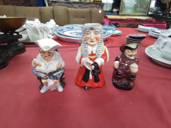 2 Old Hand Painted Toby Jugs by Wedgwood and 1 Medium Royal Doulton Character Jug of Sir John Falstaff.