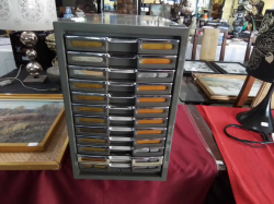 A Metal Office Filing Cabinet 12 Drawers. D.60 W.27 H.42 Cm.
