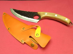 A Wooden Handled Knife in A Leather Holster. L.29 Cm. 