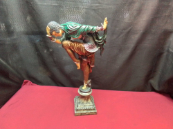 Art Deco Figure of a Lady Striking a Pose on A Plinth. H.42 W.41 Cm. 