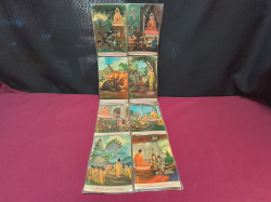 A Set of 8 Old Siam Post Cards in Colours.