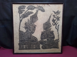 A Thai Brass Rubbing on Paper Framed. 49x49 Cm.