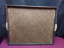 A Nice Large Old Rattan Tray. 46x56 Cm.
