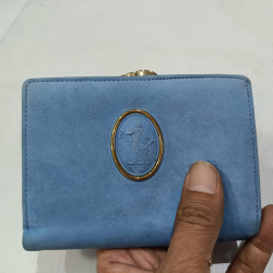 A blue Wedgwood Bi-fold Wallet with Emblem, Coin Purse  