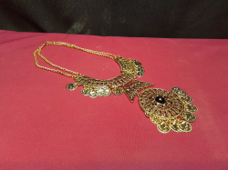 A Exotic Bohemian Double Chained Coin Necklace, with Turquoise Stone Pendent. 