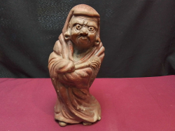 A Terracotta Figurine of Japanese Daruma W. 11 H.25 Cm. 