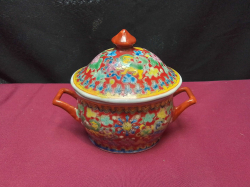 A Japanese Porcelain lidded Bowl with Stamped. W.14 H.12 Cm.