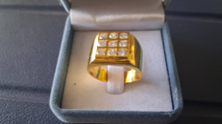 Gold Plated Men's Ring with CZ Stones (Size 59