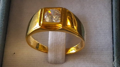 Gold Plated Men's Ring with CZ Stone (Size 62) 