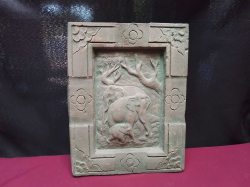 A Wall Hanging  Sand Stone of Elephant's Family 23x30 Cm.