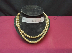 Italian Double-Strain PEARL Necklace   (Stand NOT included)