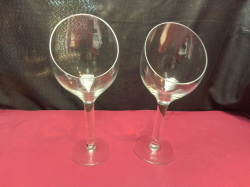 2 Large Clear Art Glass Cocktail