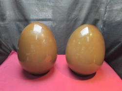 A Polished light Brown Egg Ceramic. W.23 H.36 Cm.