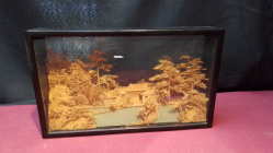 Vintage Chinese Cork Art Diorama Pagoda. W.25 H.15 Cm.