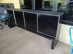 Index Black and White Hi-Gloss TV Cabinet with top granite. W.245 D.35 H.99 Cm.