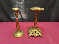 2 Brass Candle  Sticks. H.19 Cm.