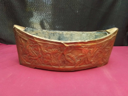A Hand Embossed Brass Flower Planter with A Tin Liming. W.12 L.35 H.14 Cm.