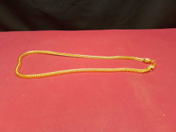 Gold Plated 4 Pillar 22-inch Gents Dragon Headed Necklace. 