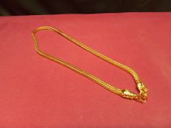 Gold Plated 4 Pillar 22-inch Gents Dragon Headed Necklace. 