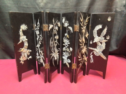 Vintage Original Chinese 6 Panel Mini Divider Mother of Pearl, L.48 H.26 Cm,