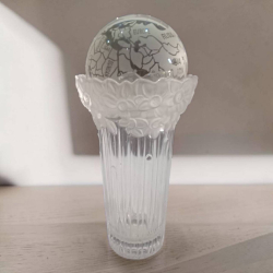 A crystal ball globe and Noritake vase. W.12 H.28 Cm.