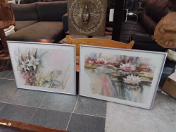 2 Lovely Large Water Colour of Flower Picture with framed & Glazed. 63x83 Cm.