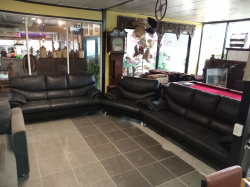 2 High Quality 3 Seater Leather Sofas  D.93 L.205 H.95 Cm. and A  Leather Chair  L.114 D.93 H.95 Cm.