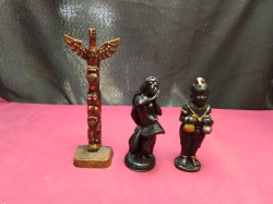 3 Pieces of Assorted 2 wooden and 1 Candle figures.  