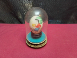Chinese decorated egg on a stand and under its own dome W.8 H.12 Cml 