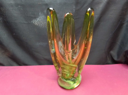 A special made un usual heavy Murano vase. W.15 H.34 Cm.