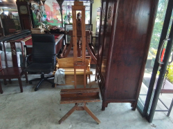 A Large Wooden Easel. W.59 H.169 Cm.