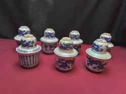 Vintage Chinese blue and white porcelain dragon motif tea set