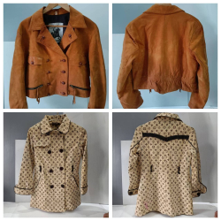 A vtg. 1970' lady suade jacket and a monogram Louis Vuitton style woman coat 