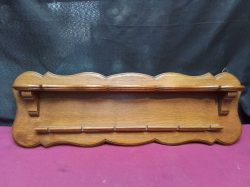 A Small Oak Plate and Spoon Display. L.60 H.20 Cm.