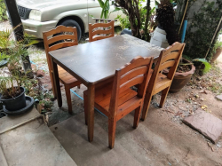 Dining Table W.74 L.120 H.75 Cm. with 4 Chairs.