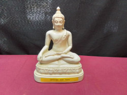 A Resin Statue of White White Sitting Buddha. D.9.5 L.15 H.21 Cm.