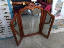 A 3 Pieces Wooden Frame Mirror. 104x91 Cm.