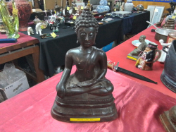 A Bronze Statue of Buddha in the Posture of Defeating Mara. D.15 L.26 H.39 Cm.