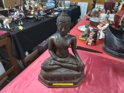 A Bronze Statue of Buddha Image Chiang Saen Style. D.16 L.28 H.43 Cm.