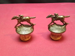 A Pair of Blanton's Single Barrel Bourbon Whiskey Horse & Jockey Cork Stopper Letters.