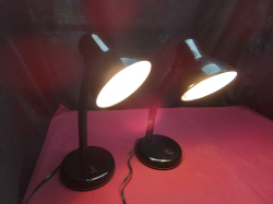 A pair of  classic black metal table lamp.W.14 H.38 Cm.